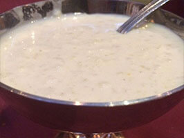 Traditional Indian Healthy food rice pudding dessert with milk, nuts, and cardamom flavor